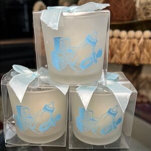 Baby Boy Set of 3 Candle Set with Blue Accents